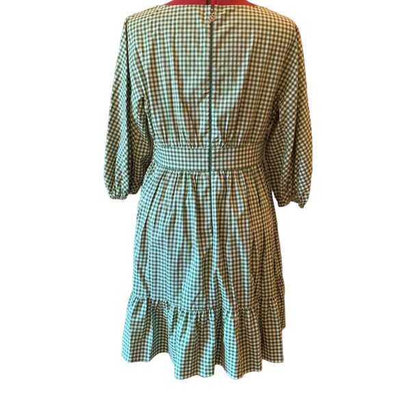 KATE SPADE Mini Gingham Bodega Dress with pockets peasant sleeves - Size: 12 - Picture 7 of 11